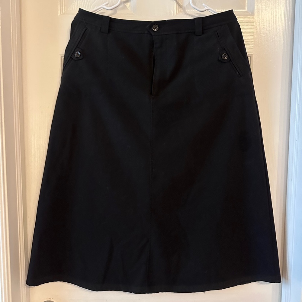 Christopher & Banks Black A-Line Skirt with Buttoned Pockets